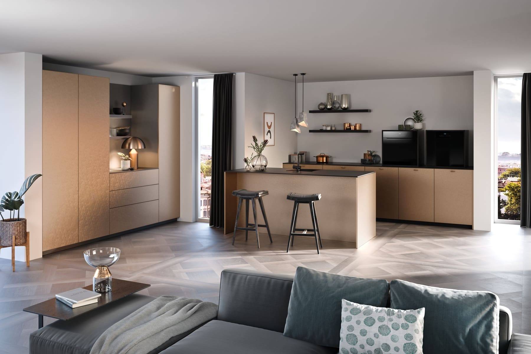 Rotpunkt Metallic Kitchen With Island | Expert German Kitchens, Dartford