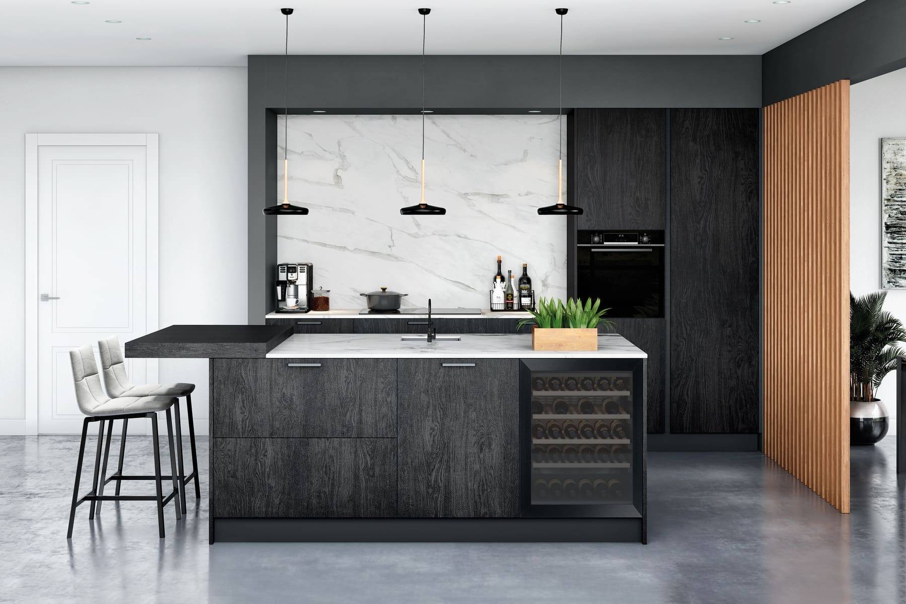 Rotpunkt Dark Wood Kitchen With Island 2 | Expert German Kitchens, Dartford